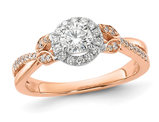 5/8 Carat (ctw G-H-I, 1-I2) Diamond Halo Engagement Ring in 14K Rose Gold